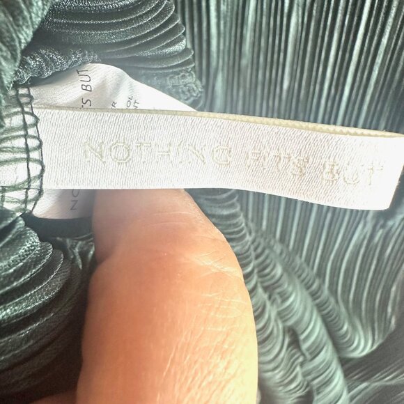 Forest Green Stretch Pleated Midi Mock-Neck & Self-tie belt (Size US 2-8) - Picture 7 of 9